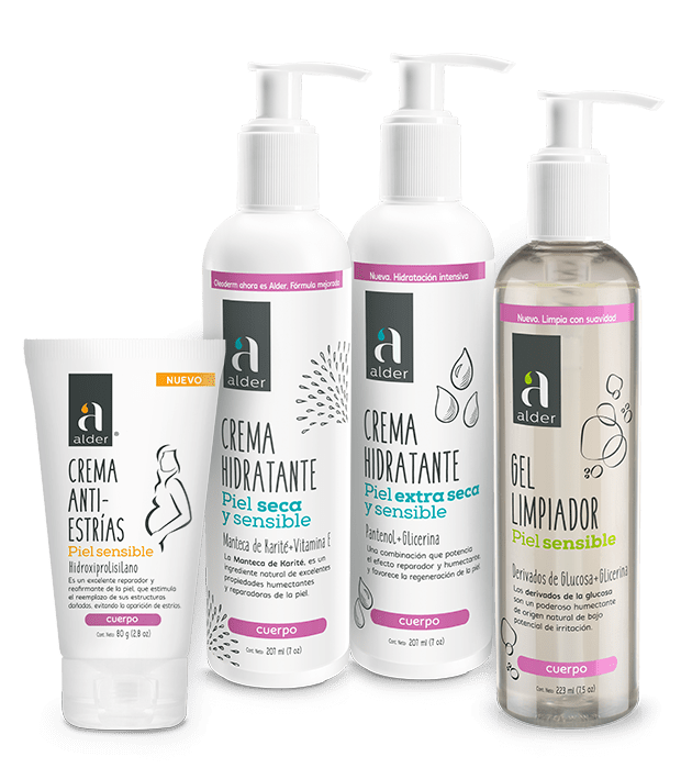 LabVita Productos Alder, Cremas Hidratantes piel seca y sensible, Anti-Estrias y Gel Limpiador